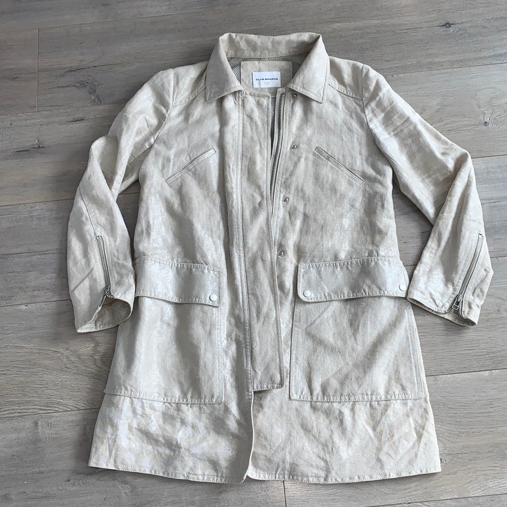 Club Monaco Light Metallic Beige Linen Jacket Small